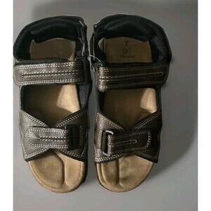 Men’s Brown Hook And Loop Sandals Heavy Base Size 7 Memory Foam